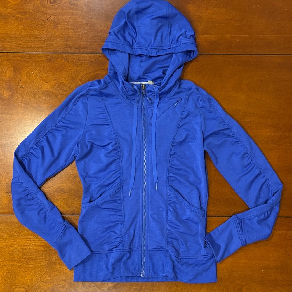 Athleta Zip Jacket Hoodie. Royal Blue. Thumb holes. Like New